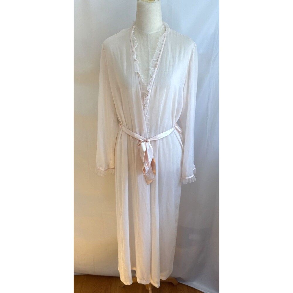 Vtg 80'S California Dynasty Robe S Pink Coquette Sheer Chiffon FAIRY Duster